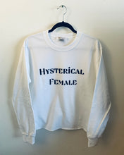 Load image into Gallery viewer, White “Hysterical” Crew Neck Crop Sweatshirt

