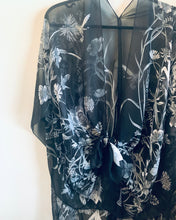 Load image into Gallery viewer, Large Floral Black and White Sheer Kimono
