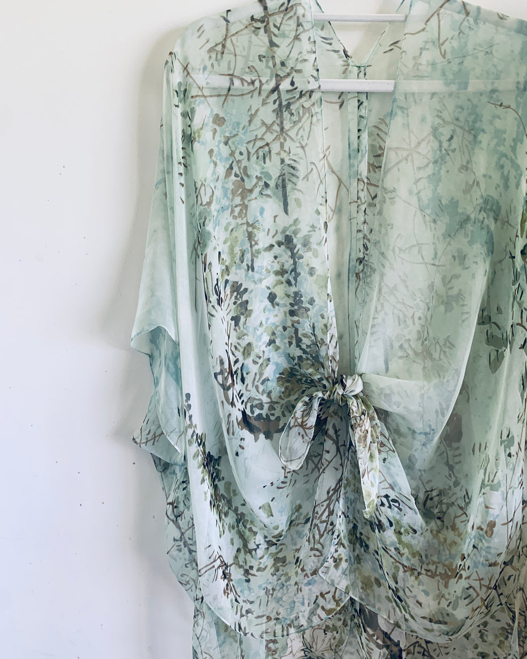 Mint Green Branch Sheer Kimono