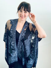 Load image into Gallery viewer, Black Sheer Burnout Kimono
