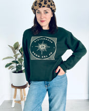 Load image into Gallery viewer, Sisterhood of the Moon- Green Crew Neck Crop Sweatshirt
