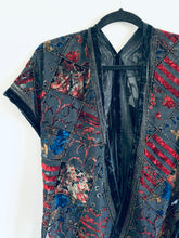 Load image into Gallery viewer, Red and Purple Multi Print Velvet Burnout Slim Fit Kimono
