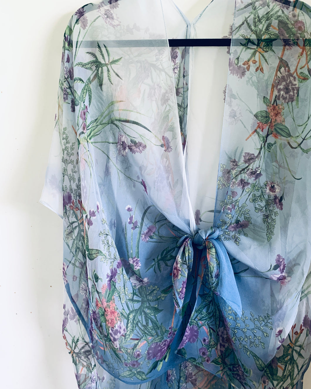 Ombré Blue Floral Sheer Kimono