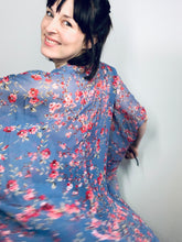 Load image into Gallery viewer, Periwinkle and Pink Floral Sheer Kimono
