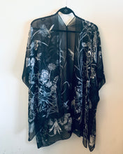 Load image into Gallery viewer, Large Floral Black and White Sheer Kimono
